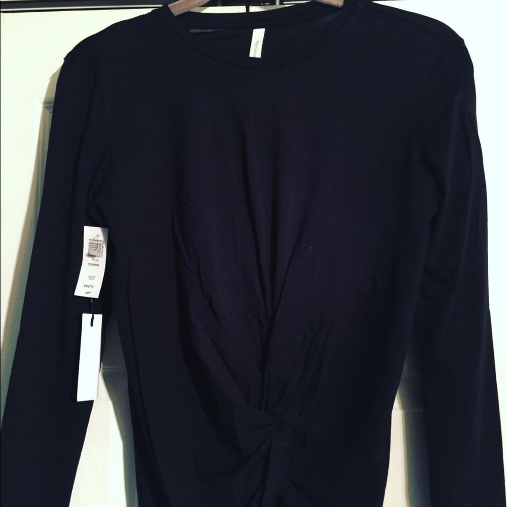 NWT Aritzia Babaton Seddon black long sleeve shirt - Picture 1 of 2